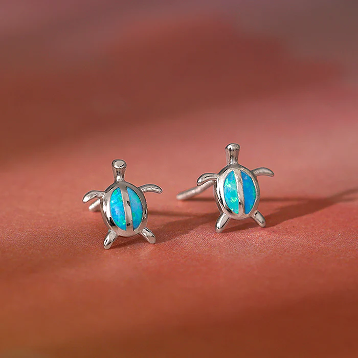 Silver Blue Turtle Studs - Image 2