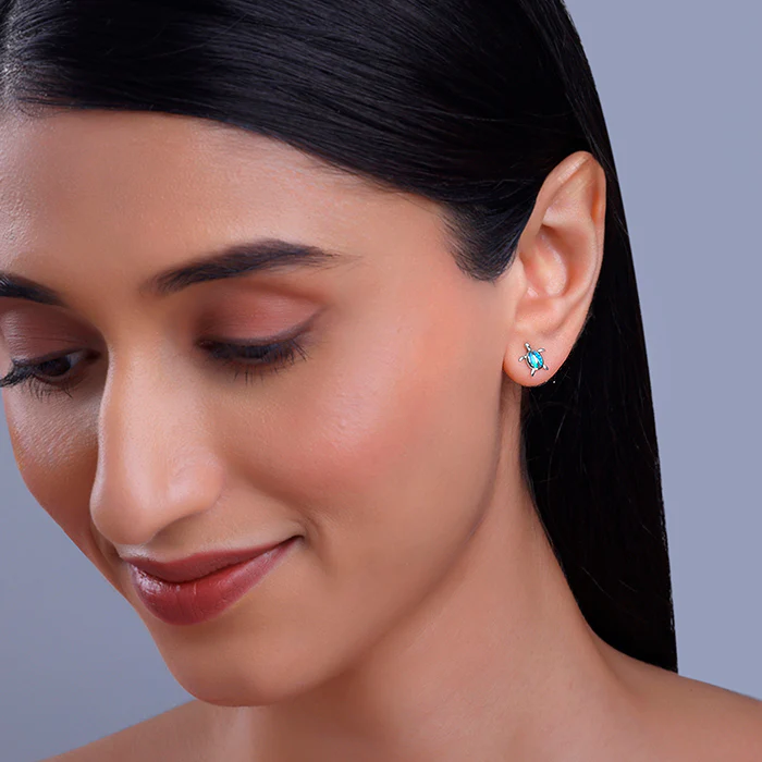 Silver Blue Turtle Studs - Image 3