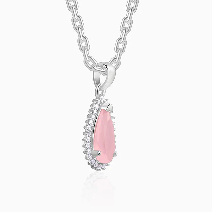 Silver Blush Aura Drop Pendant With Link Chain - Image 4