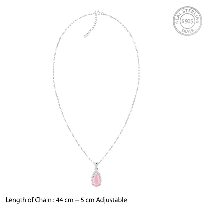 Silver Blush Aura Drop Pendant With Link Chain - Image 6