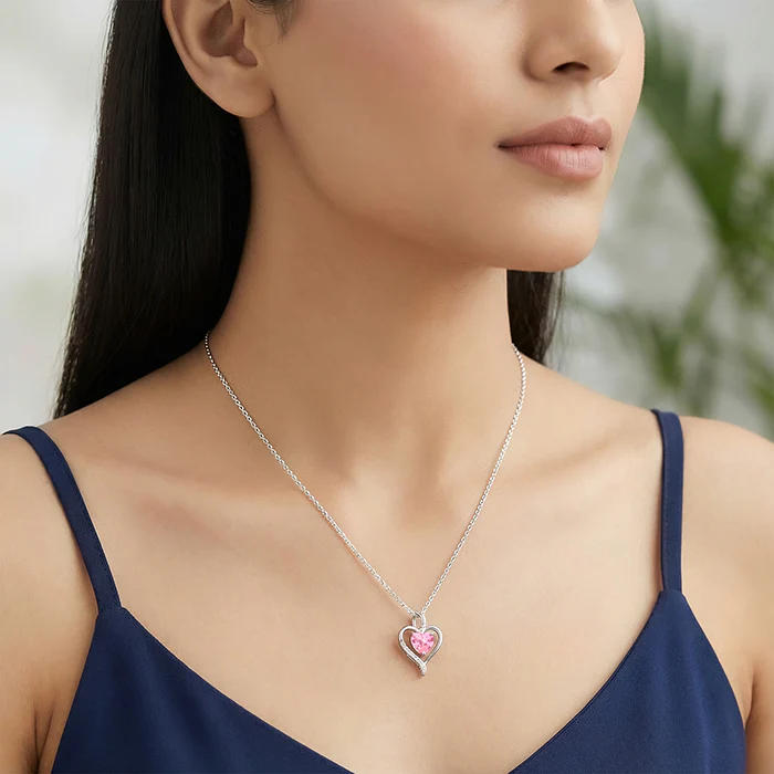 Silver Blush Embrace Pendant With Link Chain - Image 3