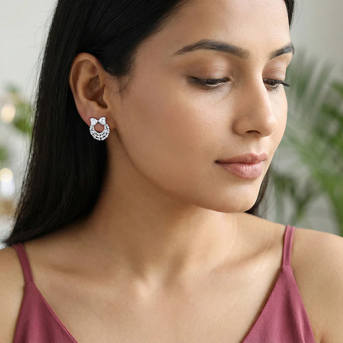 Silver Bow Heart Earrings - Image 3