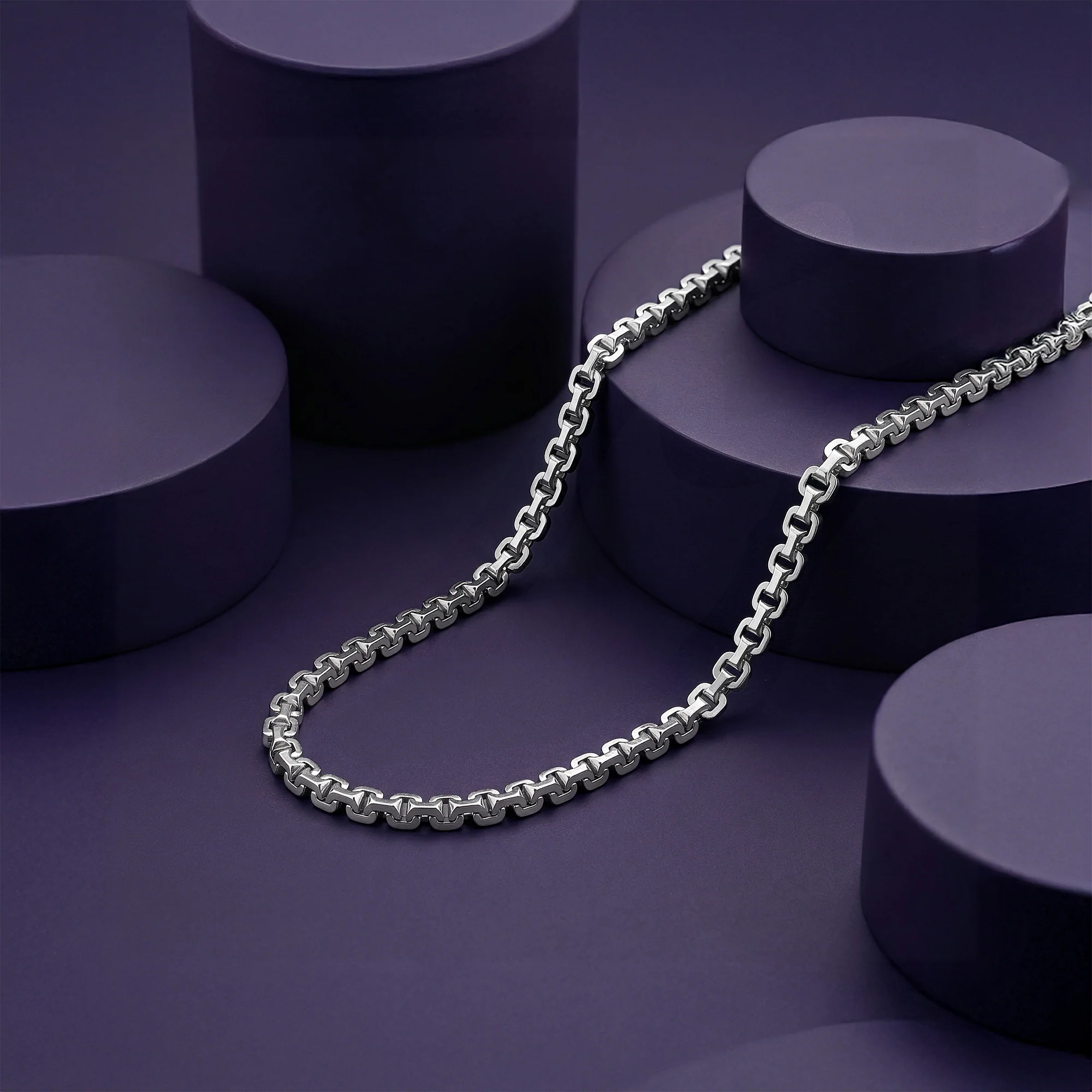 Silver Box Rolo Chain For Him
