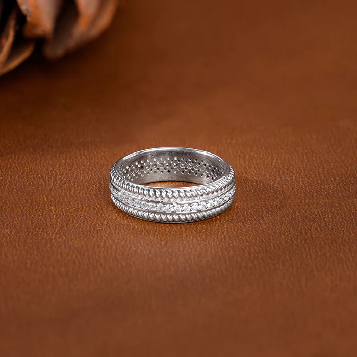 Silver Braided Border Ring For Him - Image 2