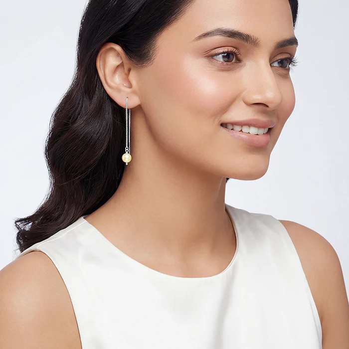 Silver Carey Pearl Sui Dhaga Earrings - Image 3