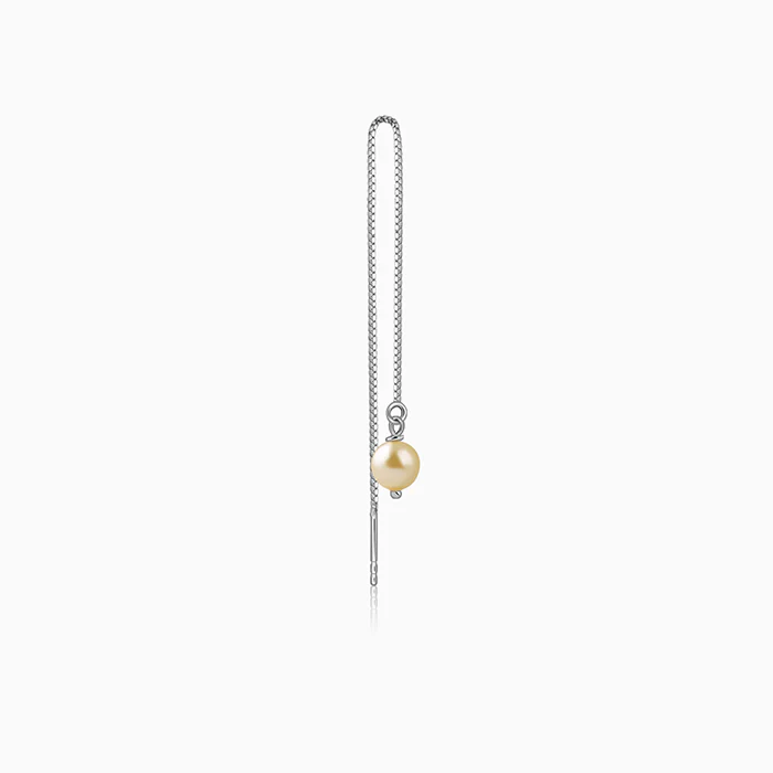 Silver Carey Pearl Sui Dhaga Earrings - Image 4