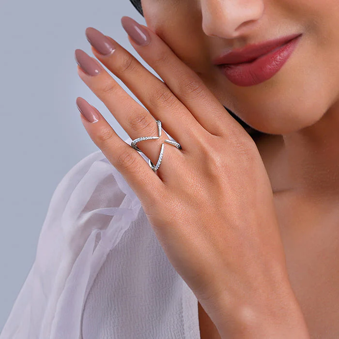 Silver Celestial Cocktail Ring - Image 3