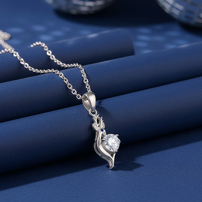 Silver Celestial Fawn Pendant With Link Chain - Image 2