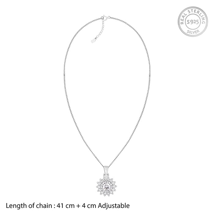 Silver Celestial Floral Pendant With Box Chain - Image 6