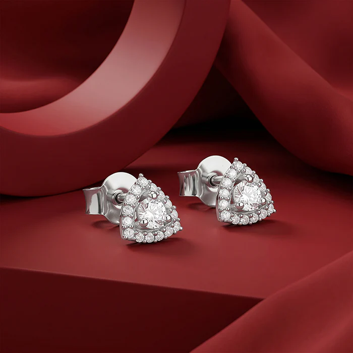 Silver Centre Point Stud Earrings - Image 2