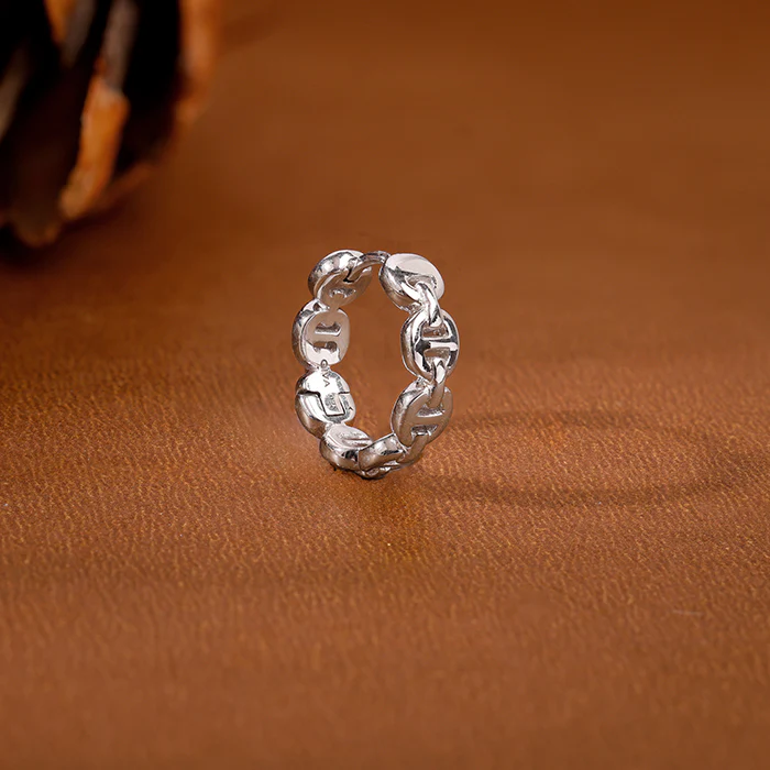Silver Chain Hoop Earring For Him - Image 3