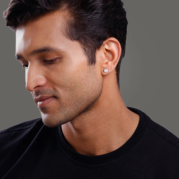 Silver Chakra Shield Stud For Him - Image 4