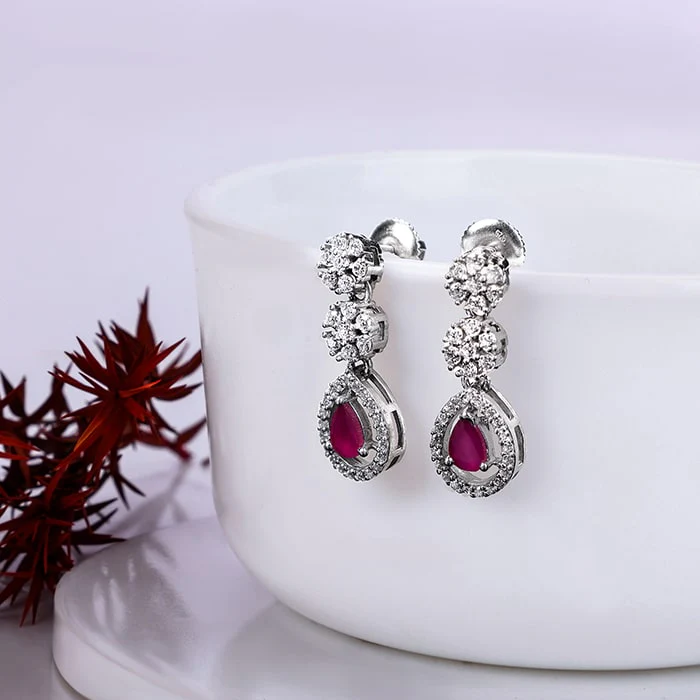 Silver Cherry Prunus Earrings - Image 2