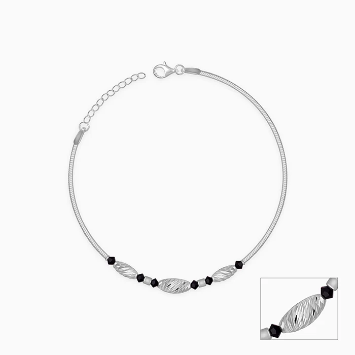 Silver Chrome Beaded Anklet - Image 3