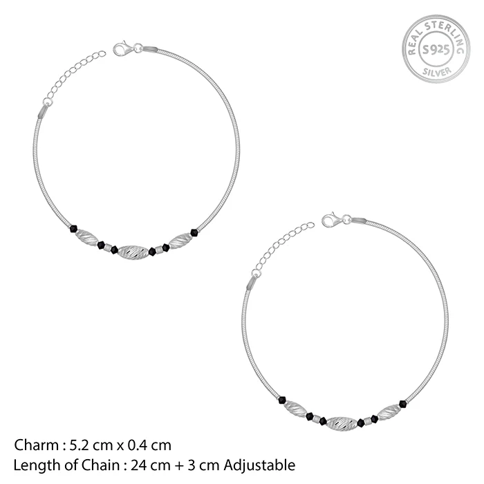 Silver Chrome Beaded Anklet - Image 4