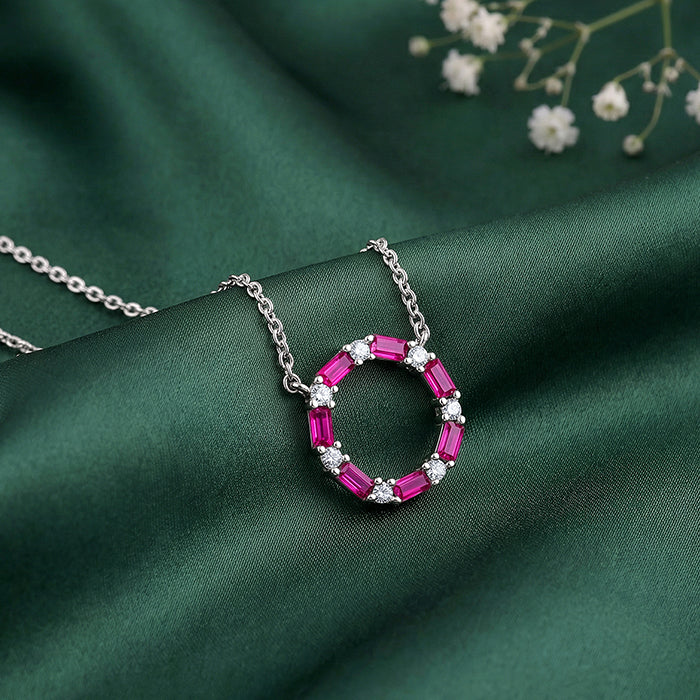 Silver Circle of Pink Necklace - Image 2