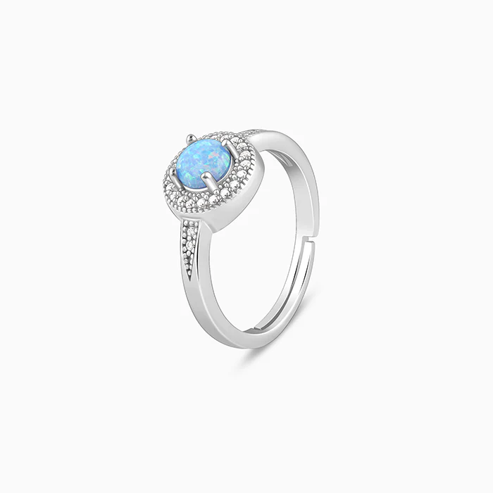 Silver Circular Opal Ring - Image 4