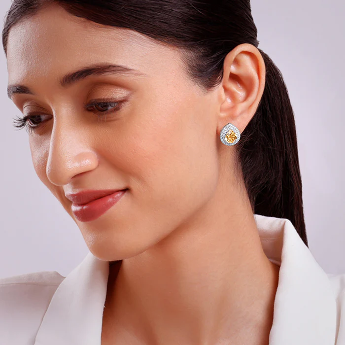 Silver Citrine Drop Studs - Image 3