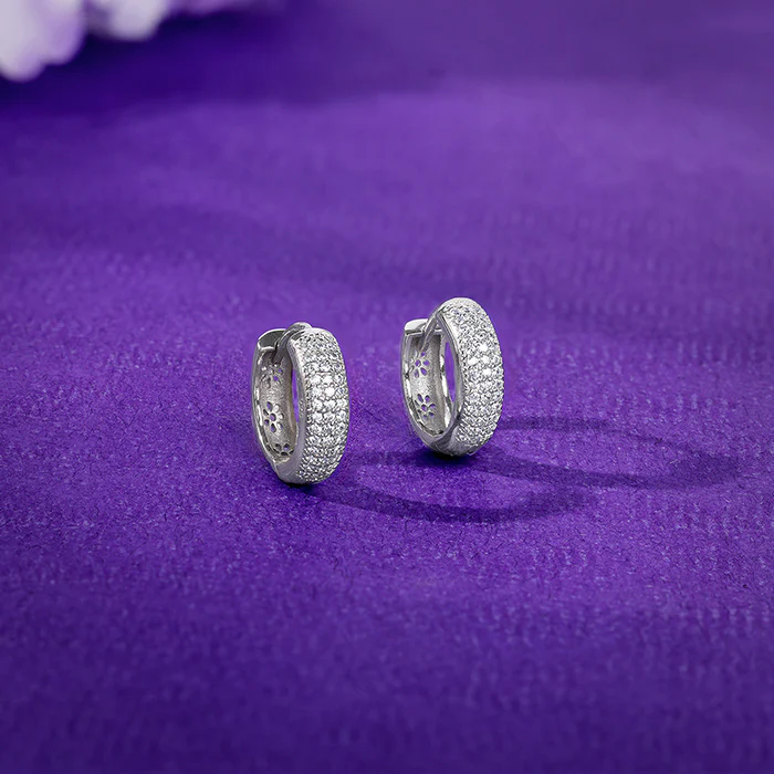 Silver Classic Admiring Hoop Earrings - Image 2
