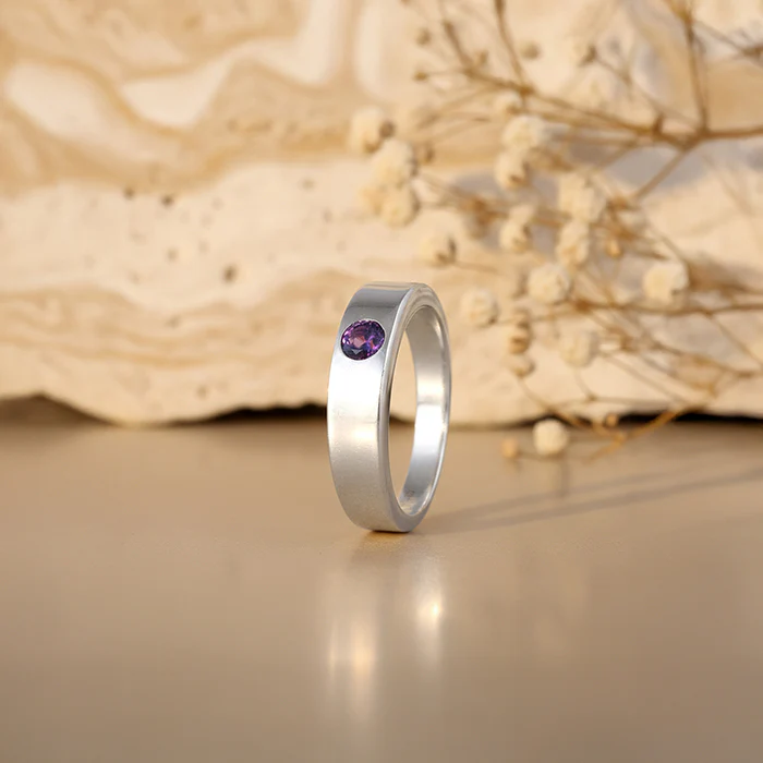 Silver Classic Amethyst Ring For Him - Image 2