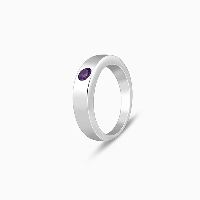 Silver Classic Amethyst Ring For Him - Image 4