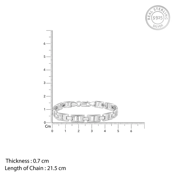 Silver Classic Bold Bracelet For Him - Image 4