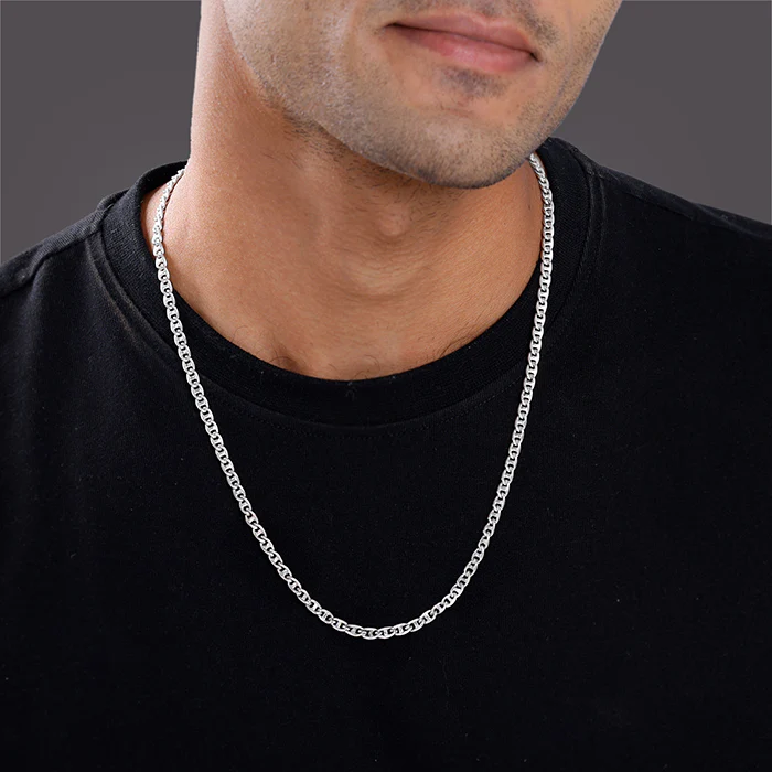Silver Classic Curb Chain For Him - Image 3