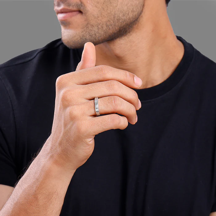 Silver Classic Minimal Ring For Him - Image 3