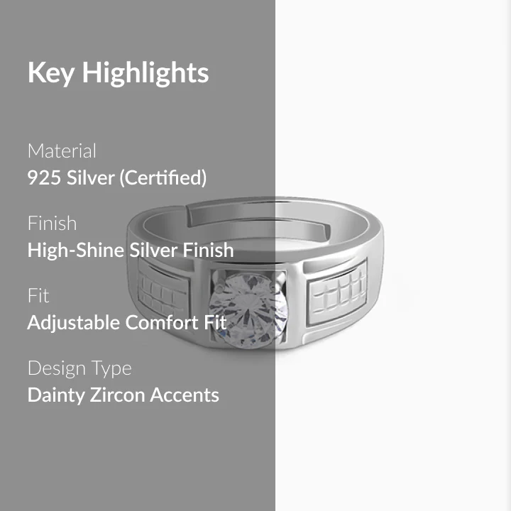 Silver Classic Stud Ring For Him - Image 2