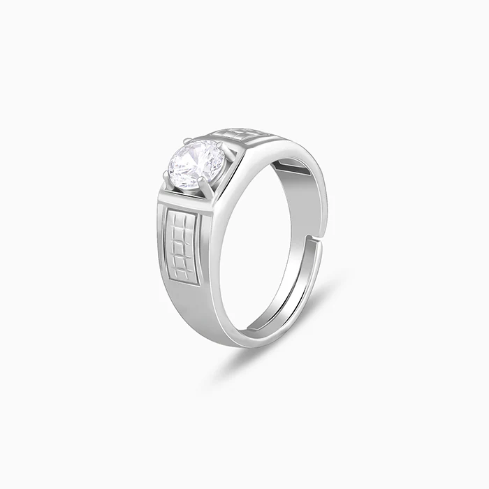 Silver Classic Stud Ring For Him - Image 5