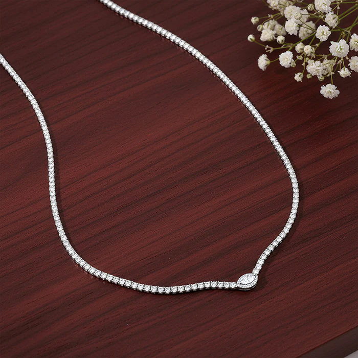 Silver Classic Tennis Necklace - Image 2