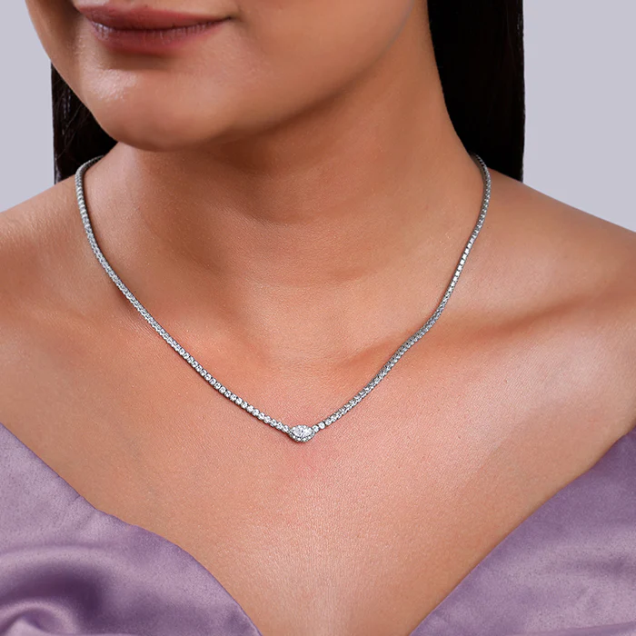 Silver Classic Tennis Necklace - Image 3