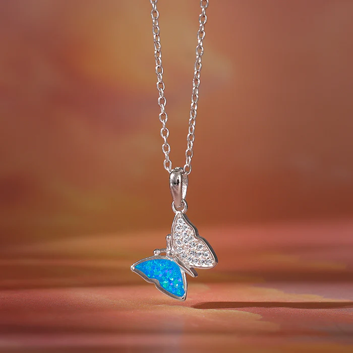 Silver Classy Butterfly Pendant With Link Chain - Image 2