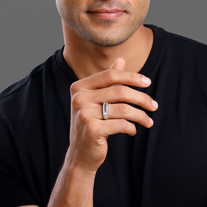 Silver Classy Shimmer Ring For Him - Image 3