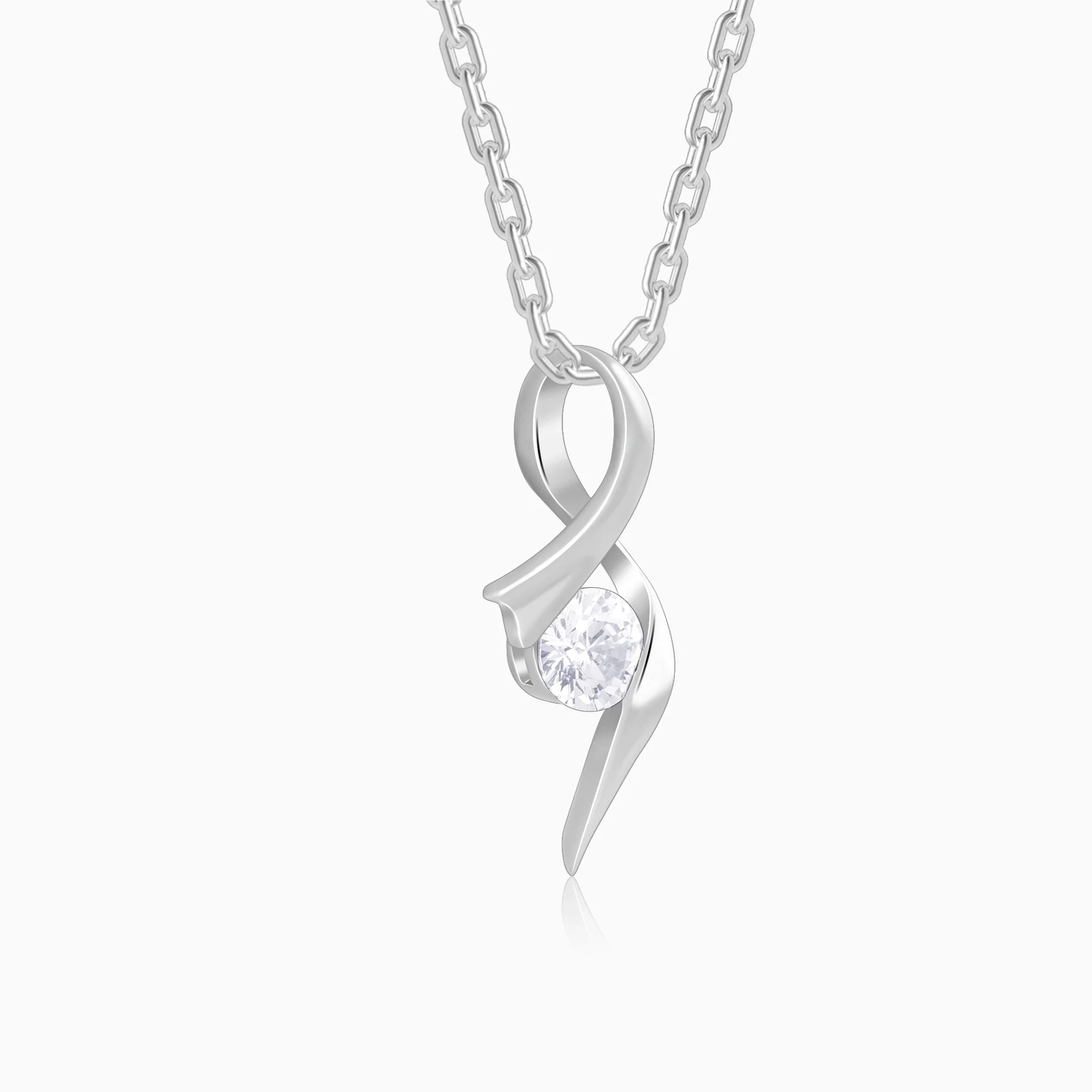 Silver Classy Shine Pendant With Link Chain - Image 4
