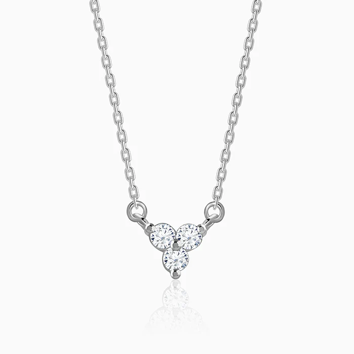 Silver Clover Crystal Necklace