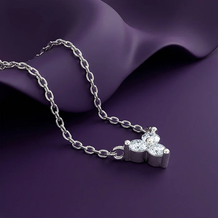 Silver Clover Crystal Necklace - Image 2