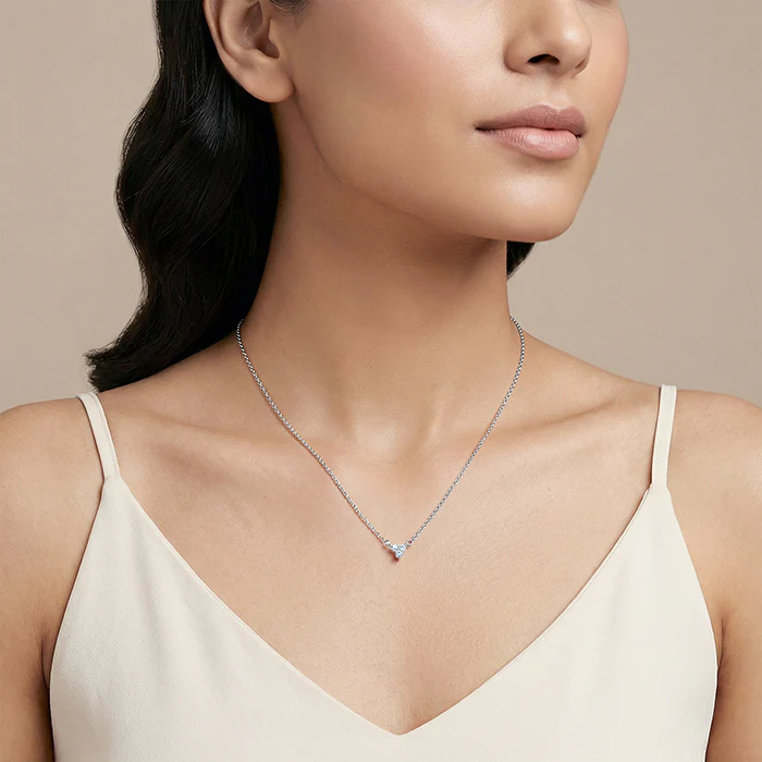 Silver Clover Crystal Necklace - Image 3