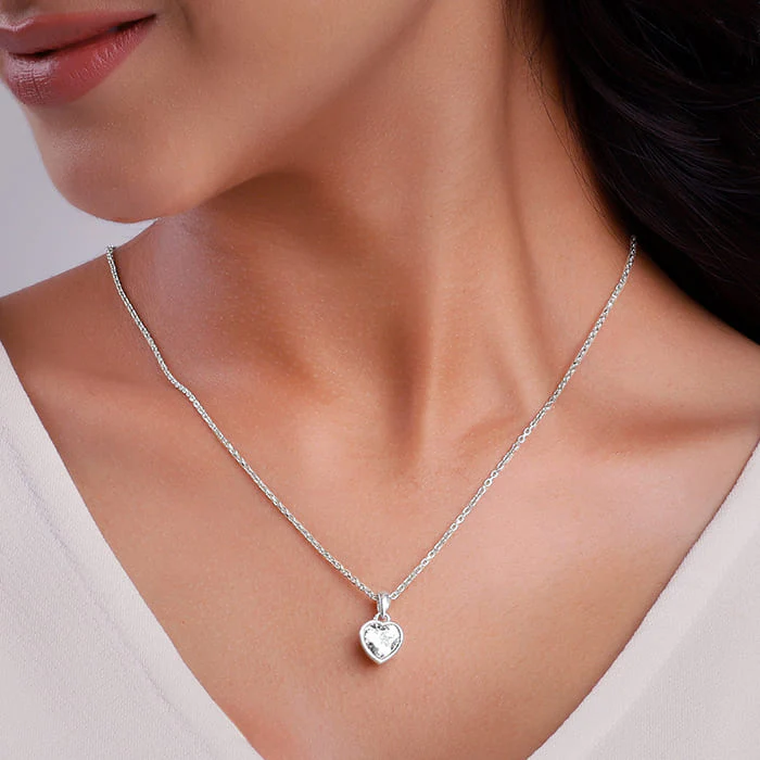 Silver Coeur Pendant with Link Chain - Image 3