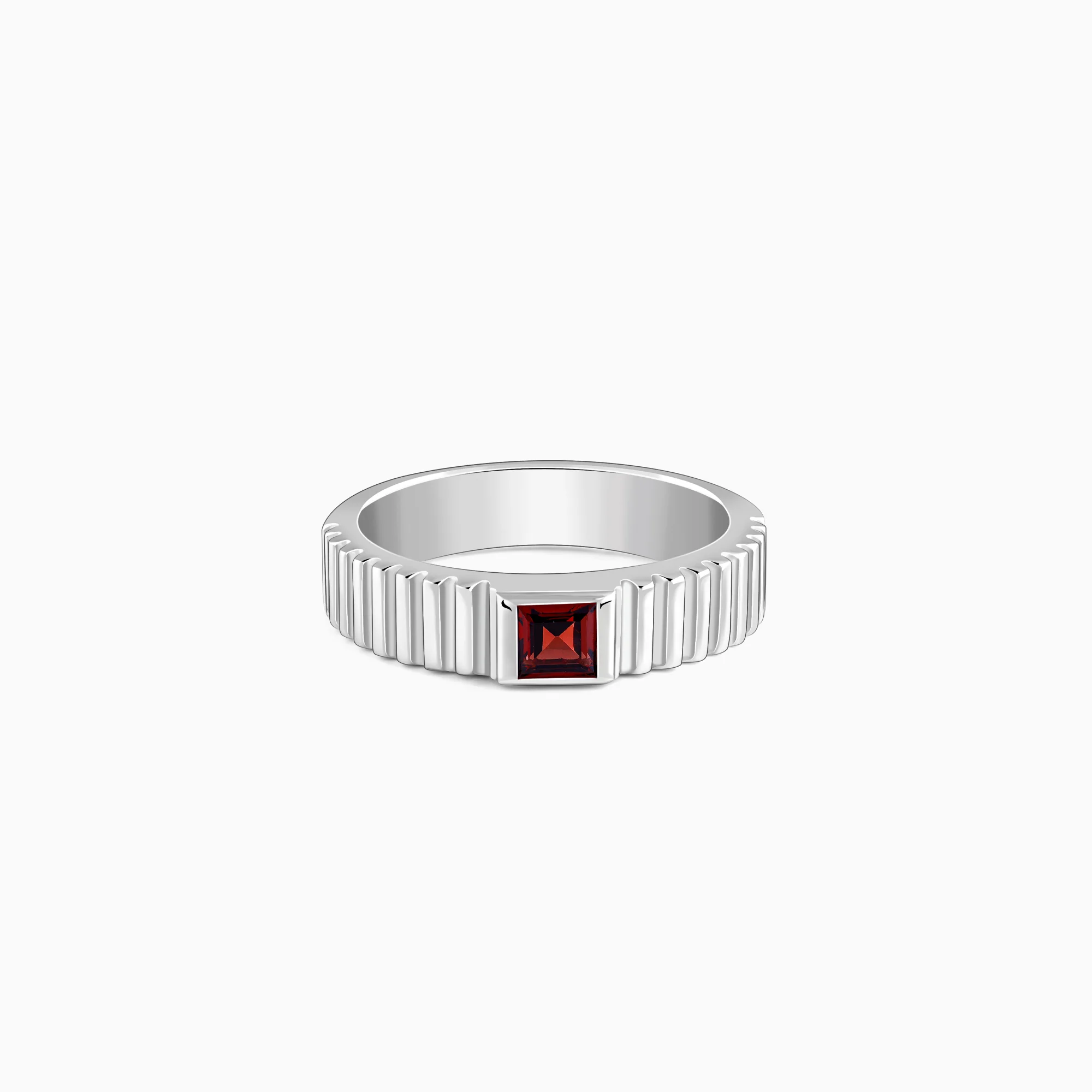 Silver Cog Garnet Ring For Him