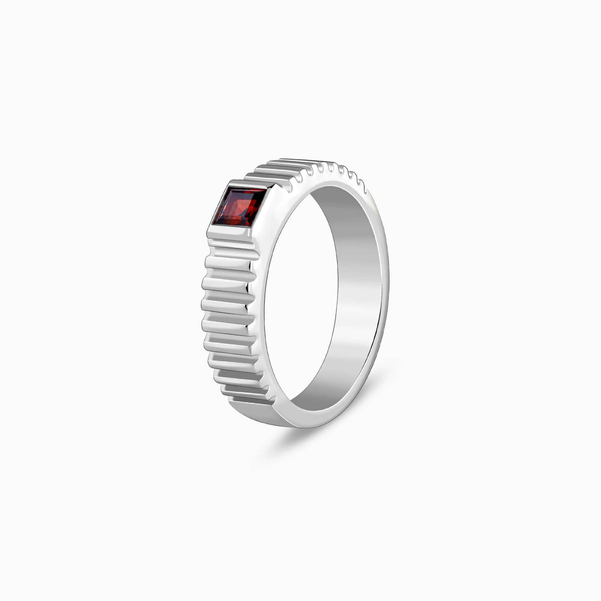 Silver Cog Garnet Ring For Him - Image 4