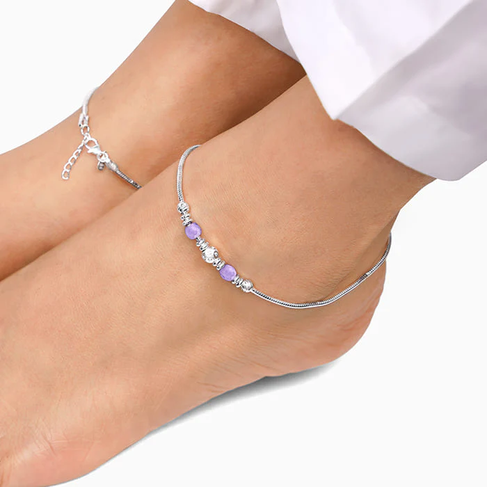 Silver Colourful Radiance Anklet - Image 3