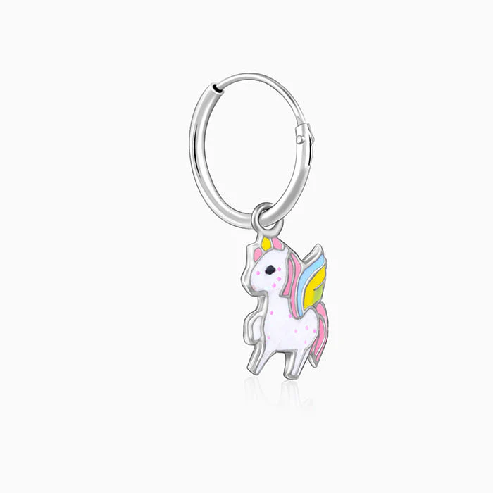 Silver Colourful Unicorn Kids Hoop Earrings (4-12 yrs) - Image 5