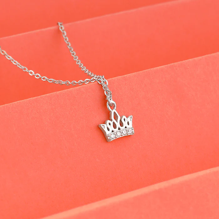Silver Crown Delight Pendant With Link Chain - Image 2