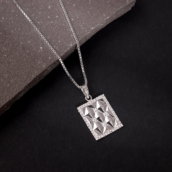 Silver Crystal Core Pendant With Box Chain For Him - Image 2