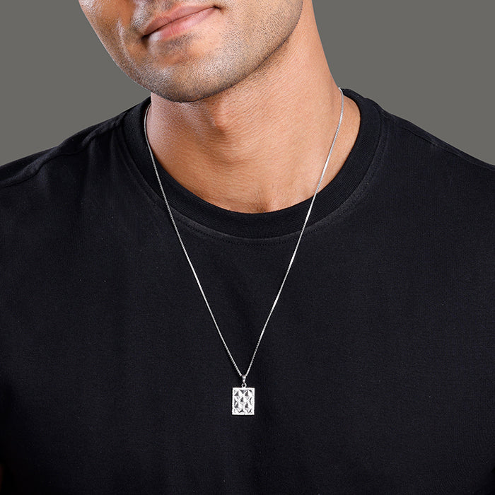 Silver Crystal Core Pendant With Box Chain For Him - Image 3