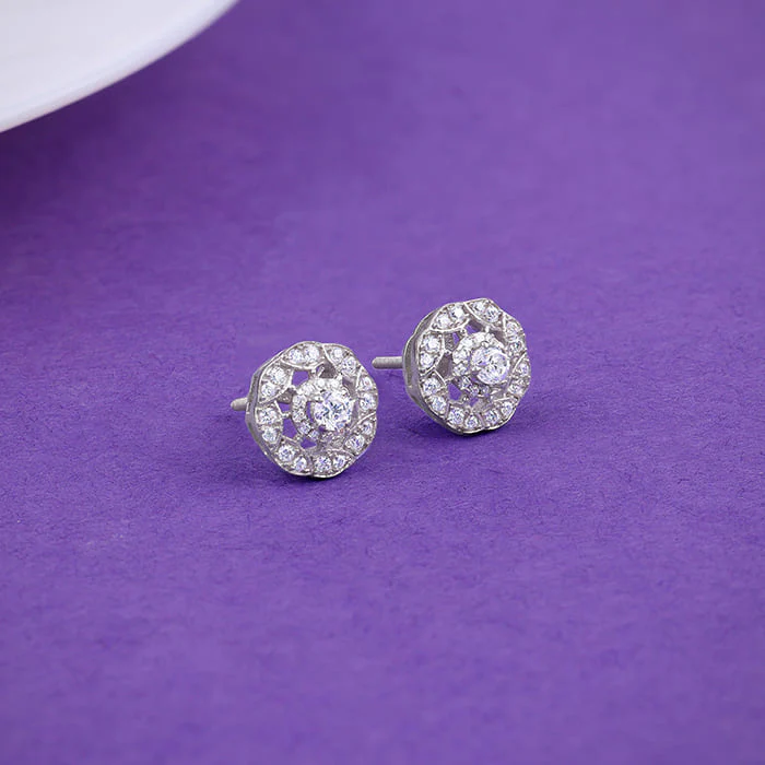 Silver Dahlia Bloom Earrings - Image 2