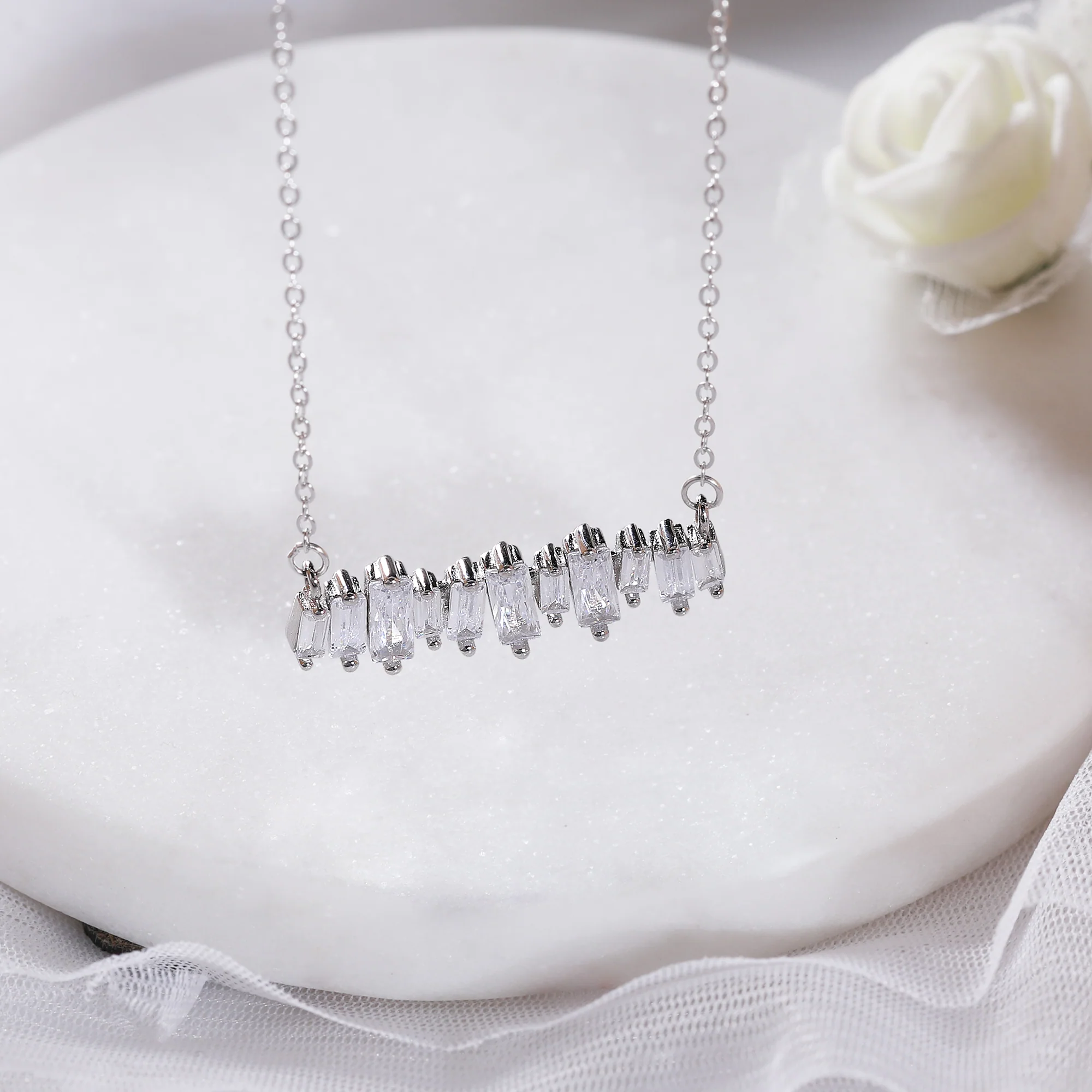 Silver Multi-Baguette Necklace - Image 3