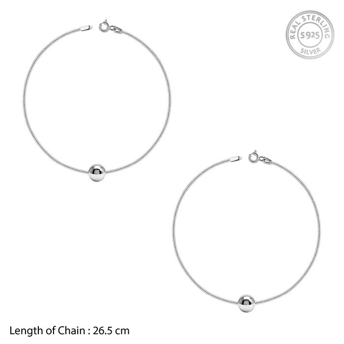 Silver Dancing Bead Chain Anklet - Image 4