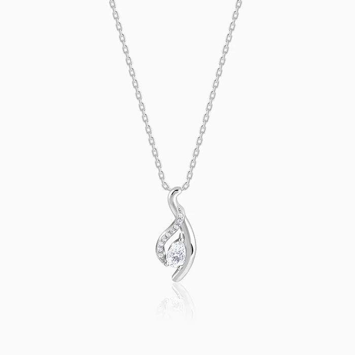 Silver Dancing Swirl Pendant with Link Chain